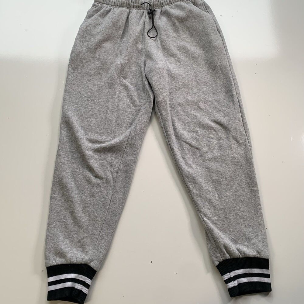 Urban Outfitters Grey Jogger Pants with Black and White Striped Cuffs Size M